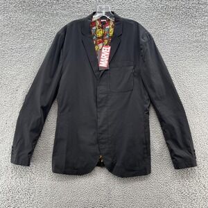 Marvel Five Four Blazer Mens Large Black Iron Man Comic Lining Secret Pockets